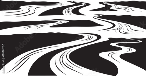 Abstract black and white swirling pattern background design element