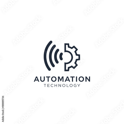 Automation technology concept with gear and signal waves illustration