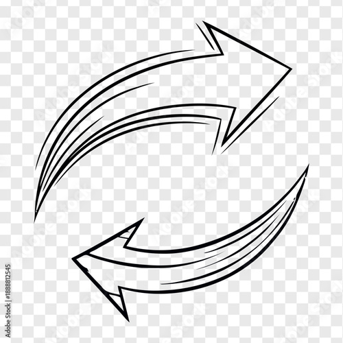Two circular arrows pointing in opposite directions