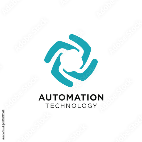 Automation technology logo design concept featuring circular shapes and modern typography