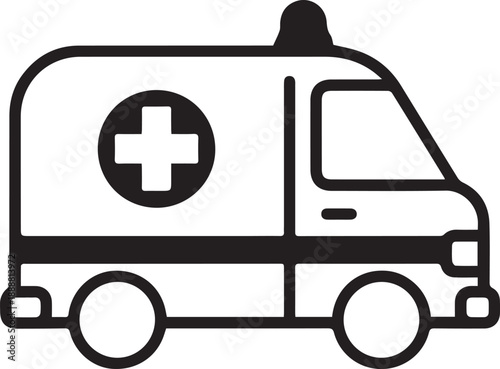 Emergency medical service vehicle outline icon for health and transport needs