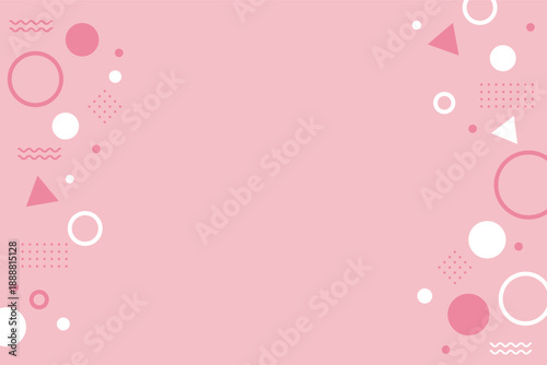 幾何学模様のポップでかわいい背景　ピンク　Cute and Colorful Geometric Pattern Background