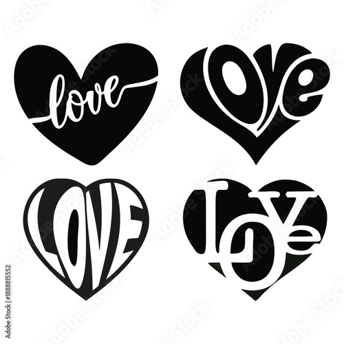 Love Typography Collection Hand Lettering Vector Design