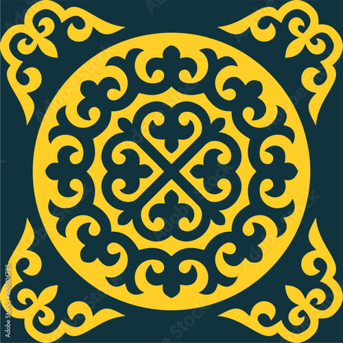 Ethnic patterns. Traditions of nomads, Kazakh steppes, Asian Mongolian Caucasus