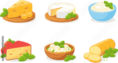Cheese and Dairy Product Vector Icons