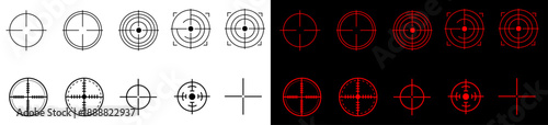 Professional Target Scope Vector Set, Minimalist Gun Sight and Bullseye Icons with Editable Stroke
