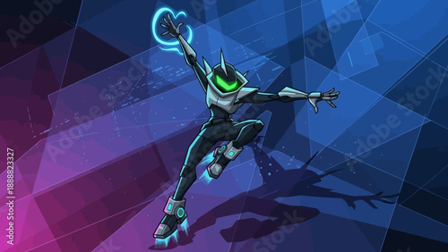 Futuristic Character with Glowing Energy Orb.