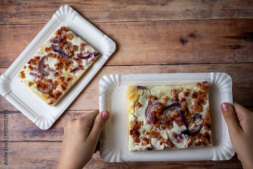 Cuadro en lienzo Hungarian Langos With Bacon And Sour Cream