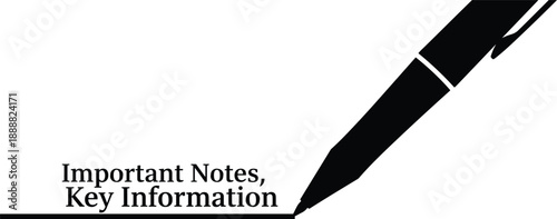 Pen writing important notes, key information, educational content, reminder icon, flat vector