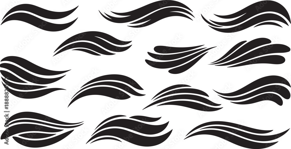 Fototapeta premium Black and White Abstract Swirling Patterns Isolated on Background