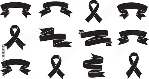 Black Ribbons and Bows for Mourning and Awareness Campaigns