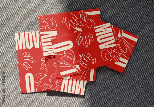 Mockup from real photo of Business Cards shown on a textured surface.