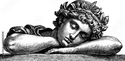Allegorical figure in resting pose representing contemplation