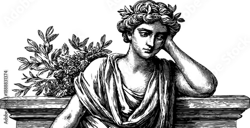 Allegorical figure of patience in calm pose for classic design