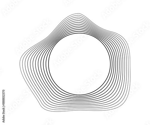 Round curved sound waves with dynamic wavy stripes