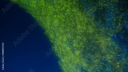Abstract Green Particle Flow in Dark Space
