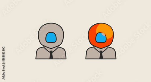 Two Heads in Profile, One Lit with Fire and the Other Grey