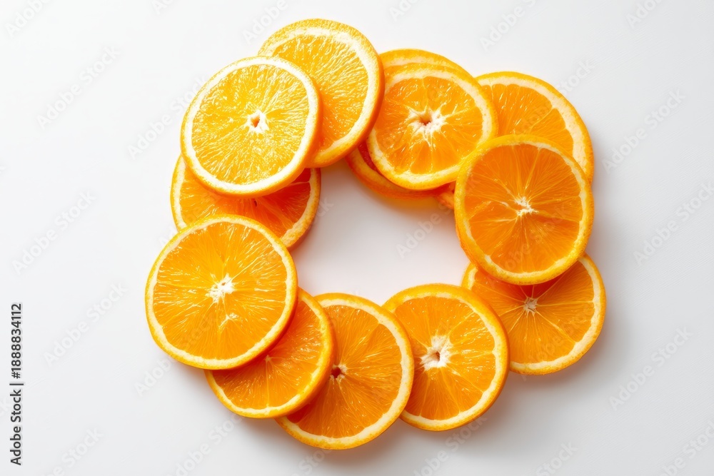 Fototapeta premium Sliced Oranges Arranged in Circular Pattern for Beautiful Presentation