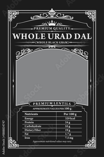 Whole Urad Dal Packaging Label Vector [Converted].eps