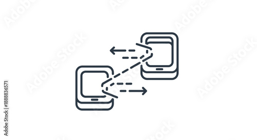 Smartphone Data Transfer Icon: Wireless Connection Between Devices