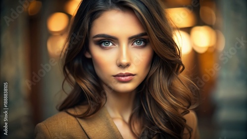 Elegant Woman in Classic Pose, Studio Portrait, Artistic Composition