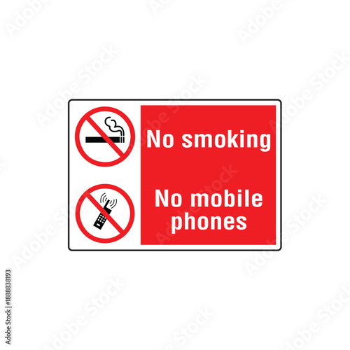 No Smoking No Mobile Phones Allowed Prohibition Safety Sign Vector
