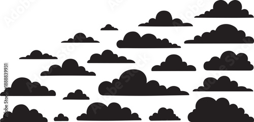 Black clouds silhouettes on a white background illustration design