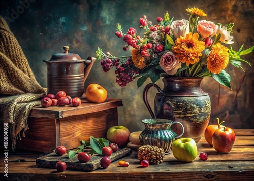 Vintage Still Life Photography: Meticulously Crafted Scene, Patience, Detail, Beauty