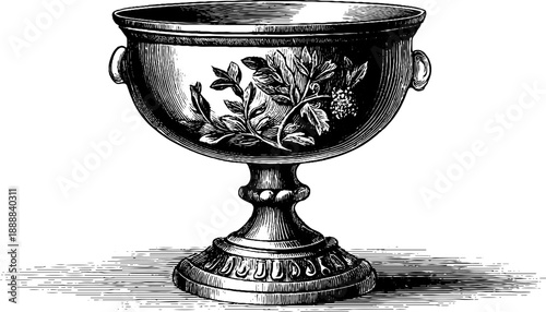 Classical ornamental chalice with botanical design - vintage engraving for decorative use