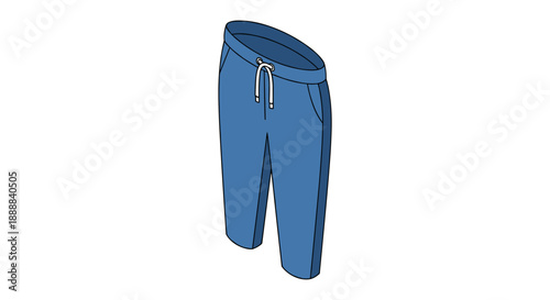 Blue drawstring pajama pants illustrated in a minimalist style, isolated on a white background