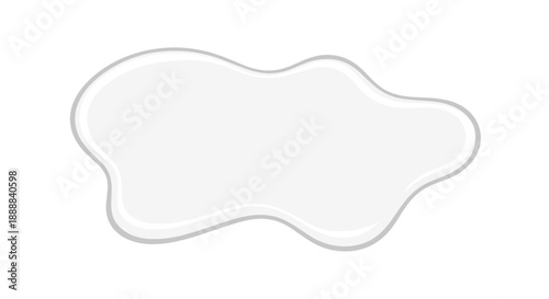 Abstract white glue spill forming a blotch, isolated on a clean white background, with smooth edges and a glossy texture, highlighting fluid shape