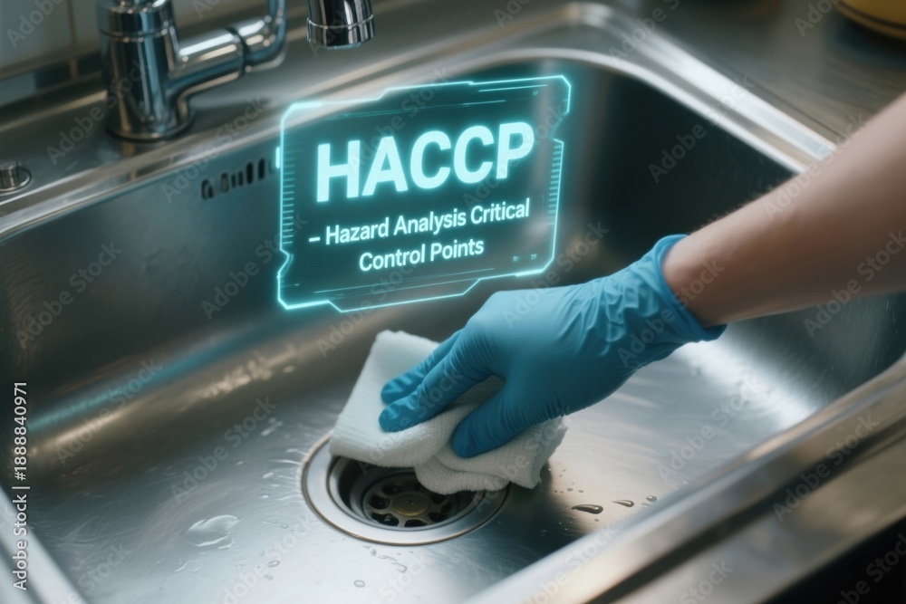 Obraz premium HACCP food safety technology ensures quality control and inspection in industrial product manufacture by maintaining cleanliness and preventing contamination during production processes