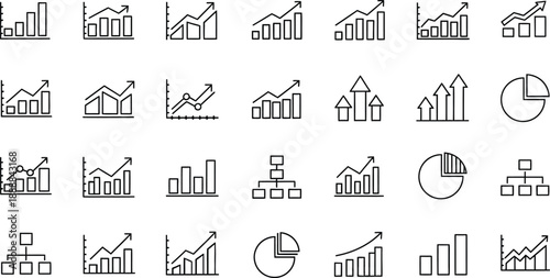 Collection of various business and statistical graph icons