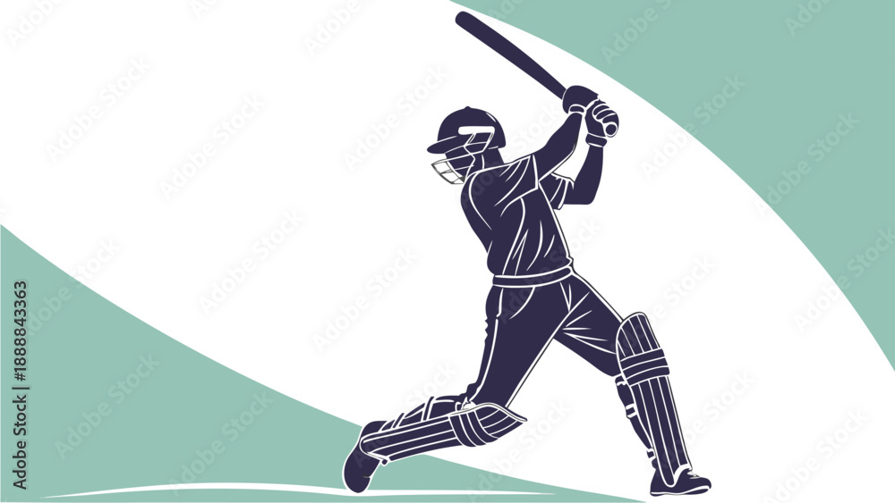 Fototapeta premium Cricketer in action swinging bat with focus and determination