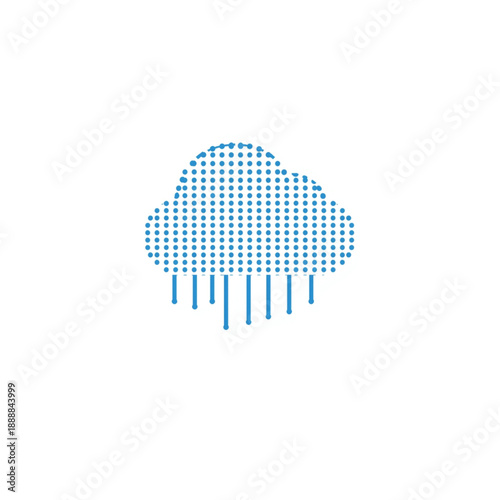 Stunning blue cloud raining down with modern dot pattern design