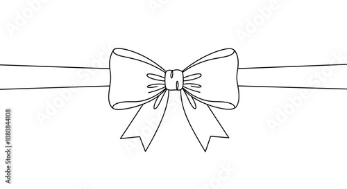 Elegant bow with intricate applique design isolated on a white background, showcasing delicate lines and symmetrical composition