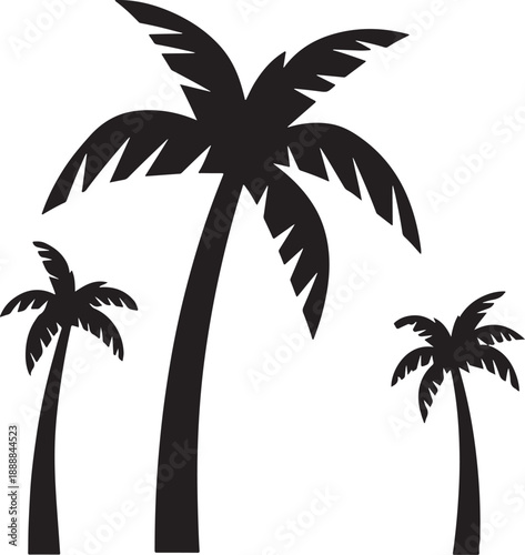  set of palm trees, palm, tree, tropical, vector, silhouette, beach, nature, leaf, illustration, summer, coconut, palm tree, island, plant, design, travel, pattern, sea, sun, palms, branch, palmtree