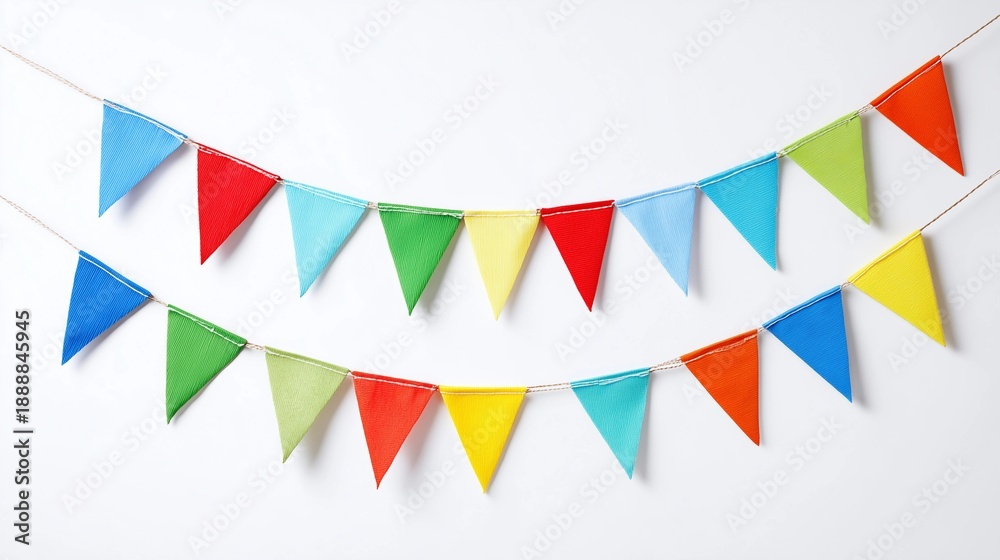 Obraz premium Colorful bunting banners for festival,carnival,party,white background with clipping path,PNG.