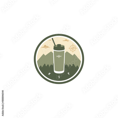 Outdoor enthusiast enjoying Stanley tumbler in scenic mountain landscape