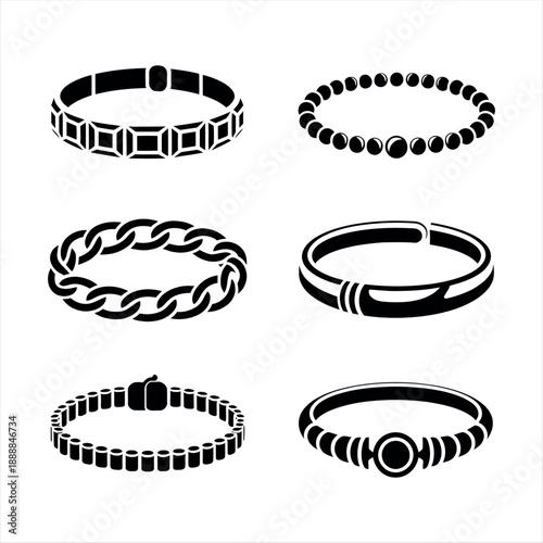 Collection of unique bracelet designs isolated on a transparent background, Vector