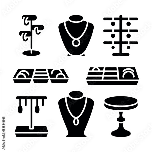 Displaying various jewelry and accessory holders isolated on a transparent background, Vector