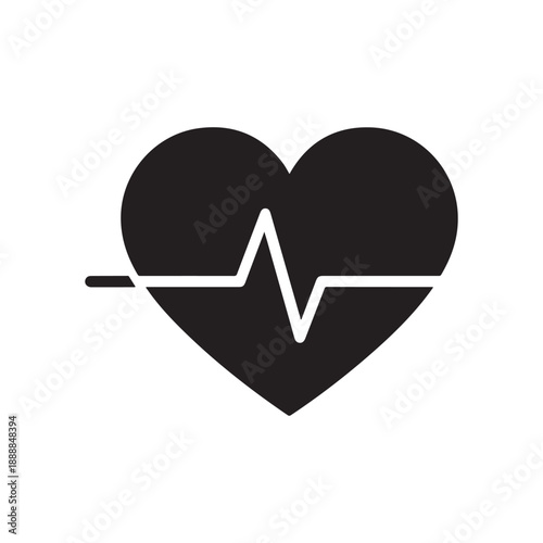 heart and heartbeat symbol isolated on white back