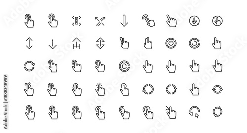 Collection of modern cursor and hand icons for digital design