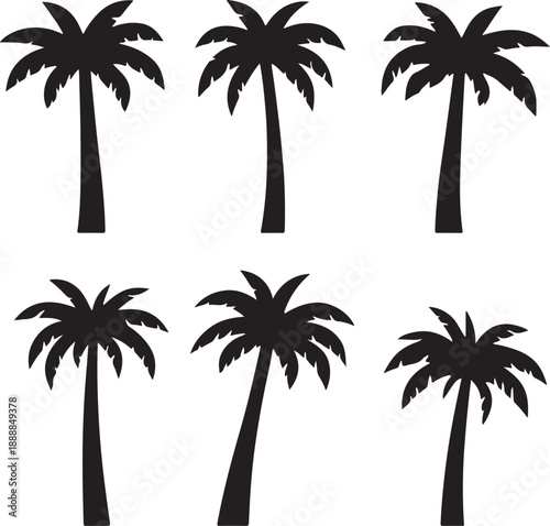  set of palm trees, palm, tree, tropical, vector, silhouette, beach, nature, leaf, illustration, summer, coconut, palm tree, island, plant, design, travel, pattern, sea, sun, palms, branch, palmtree