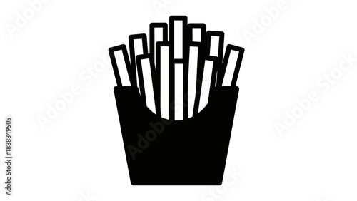 Black and White Minimalist French Fries Icon