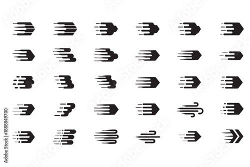 Speed and Motion Icon Set: Fast Delivery, Arrow, and Wind Vector Symbols for Performance