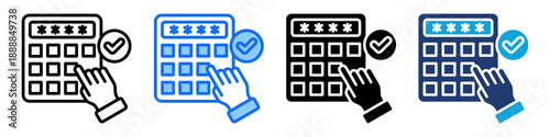 Pin Code Icon Set Multi Style Vector Illustration