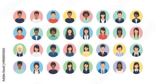 Diverse group of people icons for business and community projects