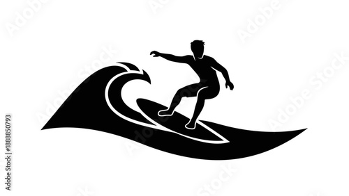 Surfer Riding a Wave Silhouette Icon