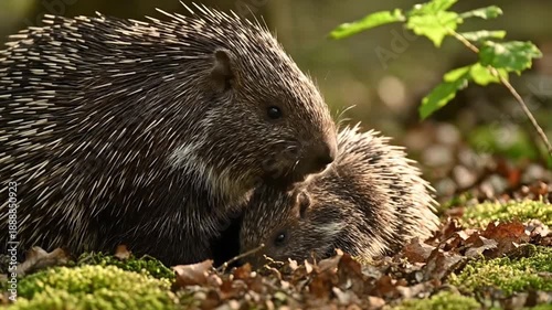 Hedgehogs forest environment